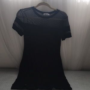 Black cotton and mesh dress